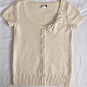 J Crew Ivory Bow Sweater Top